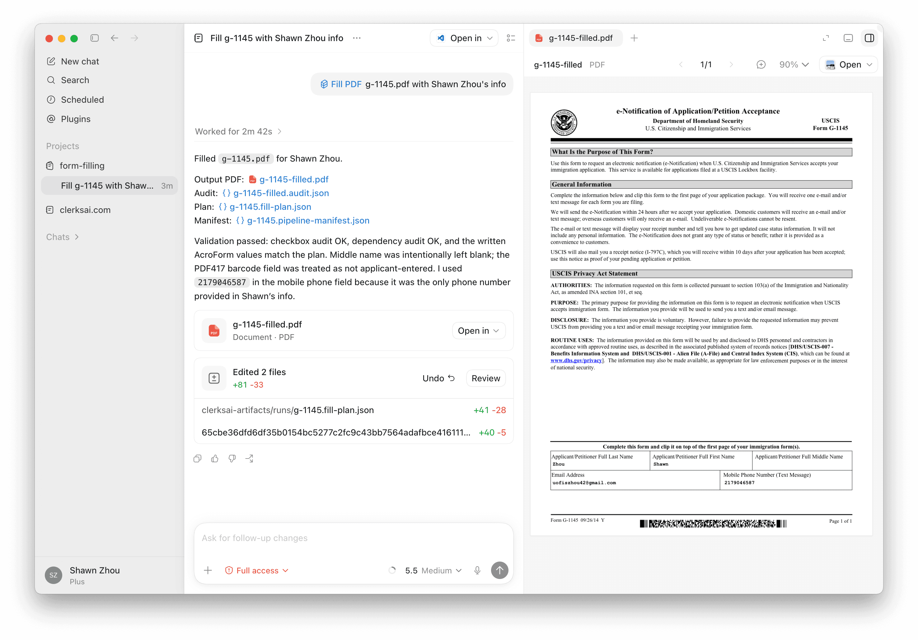Filled PDF generated by the skill